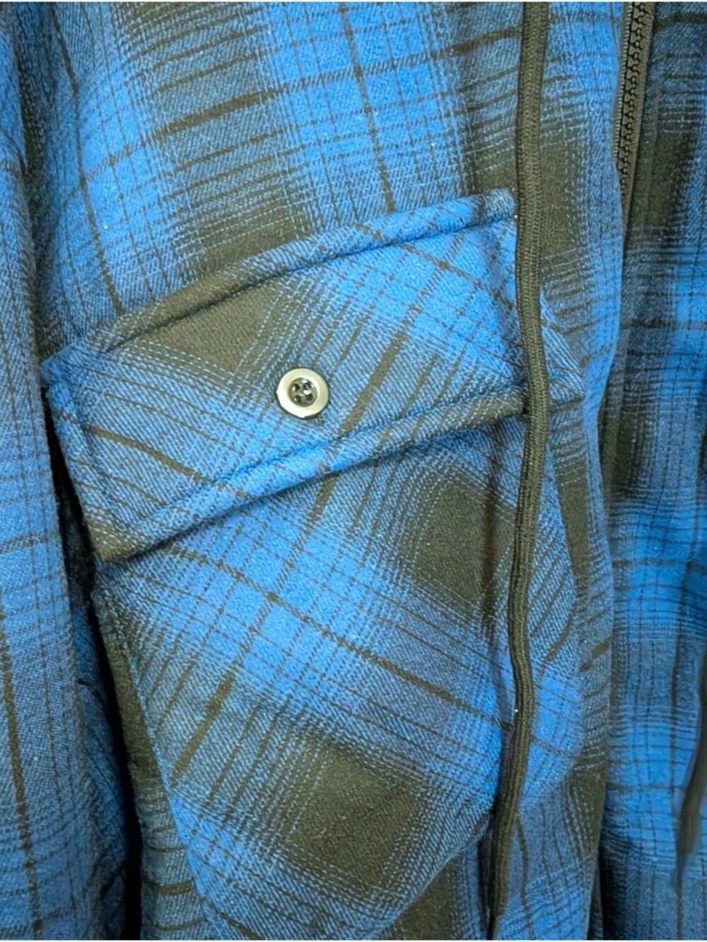 SONICDEGREE Jacket Men's 3XL Blue Black Long Sleeve Flannel Coat Fur Lined NWOT - Picture 3 of 10